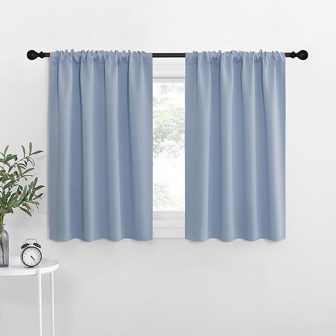 NICETOWN Blackout Curtains for RV Windows, Vintage Blue, 29" by 20", 2 Panels, Room Darkening Window Curtain Panels, Easy-Care Solid Thermal Insulated Draperies/Drapes for Daughter Room