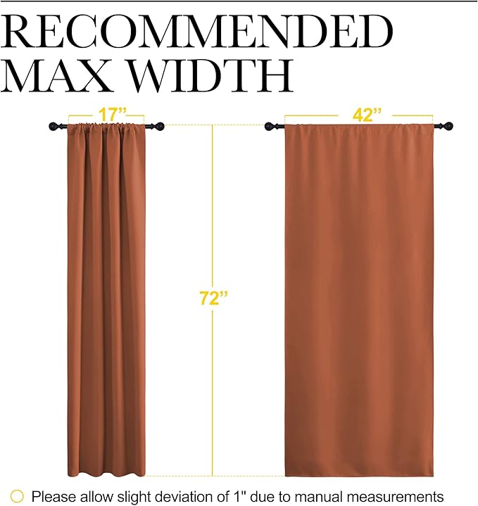 NICETOWN Blackout Curtains and Drapes - Thermal Insulated Solid Rod Pocket Blackout Draperies/Panels (Burnt Orange, 1 Pair, 42 by 72 inches)