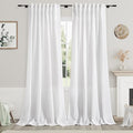 Nanspring White Linen Curtains 2 Panels Set for Living Room Extra Long Back Tab Curtains 103 Inches Long Farmhouse Semi Sheer Light Filtering Linen Drapes Ceiling to Floor for Large Window 52x103