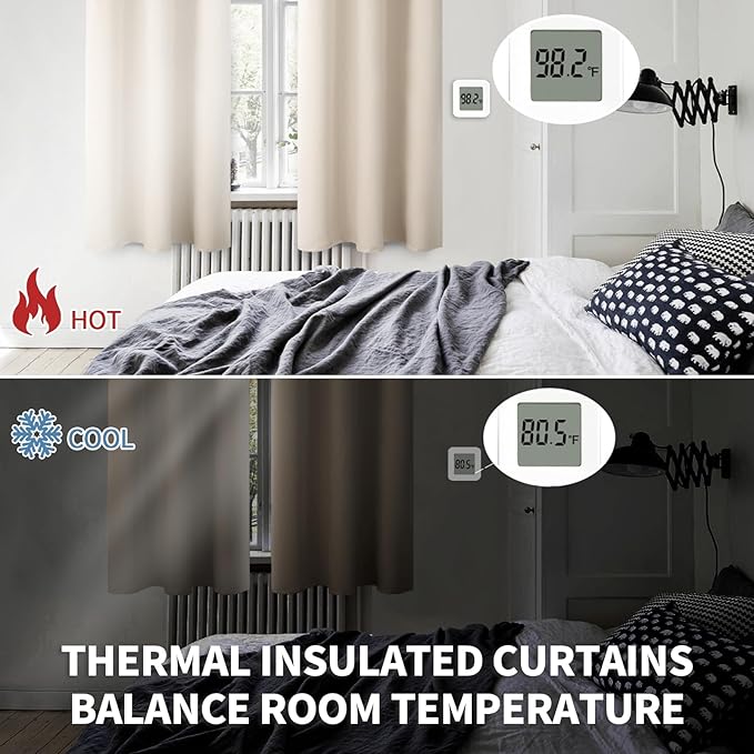 BGment Blackout Curtains - Grommet Thermal Insulated Room Darkening Bedroom and Living Room Curtains, Set of 2 Panels (52 x 63 Inch, Champagne)