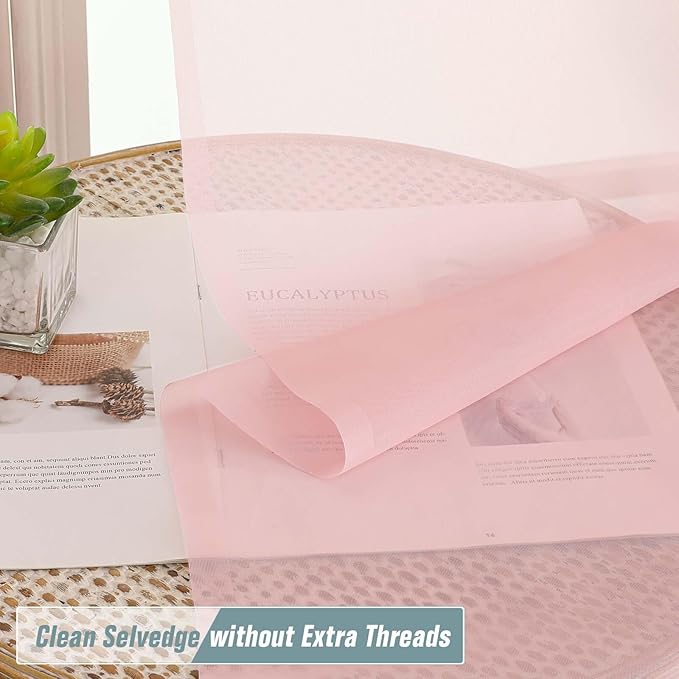 Blush Pink Window Sheer Curtains 45 Inches Length, Voile Short Curtains for Living Room Bedroom, Modern Soft Window Drapes 2 Panels Set, Top Dual Rod Pocket Design, 2x42Wx45L Inches