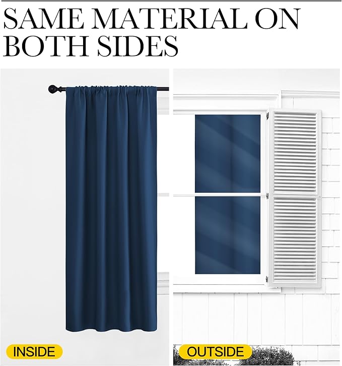NICETOWN RV Blackout Curtains for Camper Windows, Moroccan Blue, 34" x 36", Set of 2, Kitchen Curtains, Short Blackout Drapes, Thermal Insulated Rod Pocket Window Treatment Draperies for Nursery