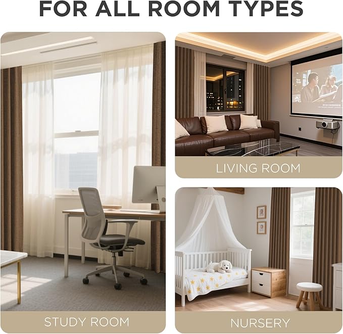 Joydeco Blackout Curtains for Bedroom - 100% Light Blocking 2 Panels Cappuccino Drapes 37" W x 90" L, Thermal Insulated Room Darkening Curtains, Linen Textured for Living Room, Rod Pocket & Back Tabs