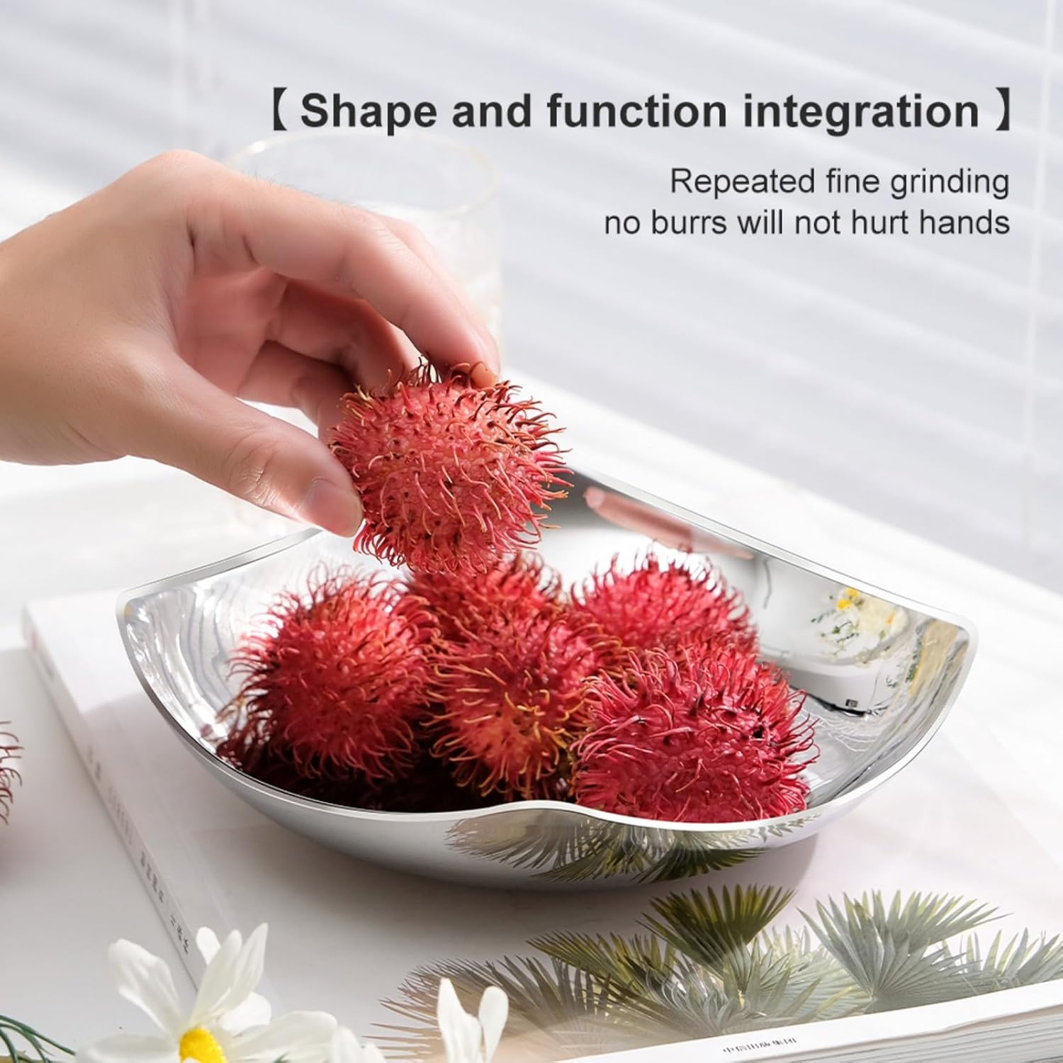 Premium Candy Bowl, Stanless Steel Decorative Bowl,Candy Dish for Office Desk, Key Bowl For Entryway Table, Silver Tray-Hand Mirror Polished -7.8 Inches