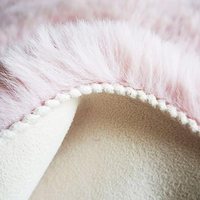 Ghouse Ultra Soft Faux Rabbit Fur Rug 3x5, Machine Washable Area Rugs for Bedroom Fluffy Rugs for Living Room, No-Shedding Carpet Sheepskin Rug Pink