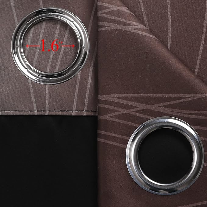 Estelar Textiler Full Room Darkening Gradient Blackout Curtains 96 Inch Length 2 Panels Set, Ombre Teal and Brown Thermal Insulated Full Light Blocking Grommet Blackout Drapes for Bedroom, 52Wx96L