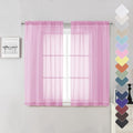 Lecloud Light Pink Sheer Curtains 54 Inch Length 2 Panels, Voile Airy Drapes for Bedroom Windows, Light Filtering Elegant Tulle Curtains Dual Rod Pocket, Each Panel 42 X 54 Inch