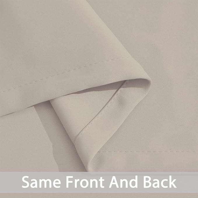 Yakamok Blackout Curtains Room Darkening Thermal Insulated Window Panels,Solid Grommet Top Drapes for Bedroom/Living Room(62Wx84L, Natural, 2 Panels)