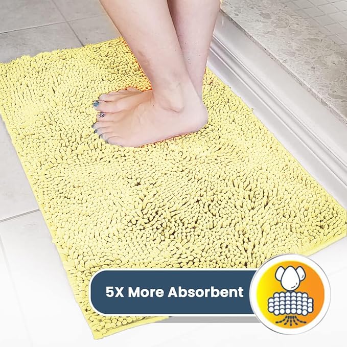 Muddy Mat® | Super Absorbent Door Mat Indoor, Microfiber Quick Dry Chenille Entryway Rug, Non-Slip Front Door Mat, Indoor Mats for Entryway, Machine Washable Pet Rug, Yellow 24" x 96"