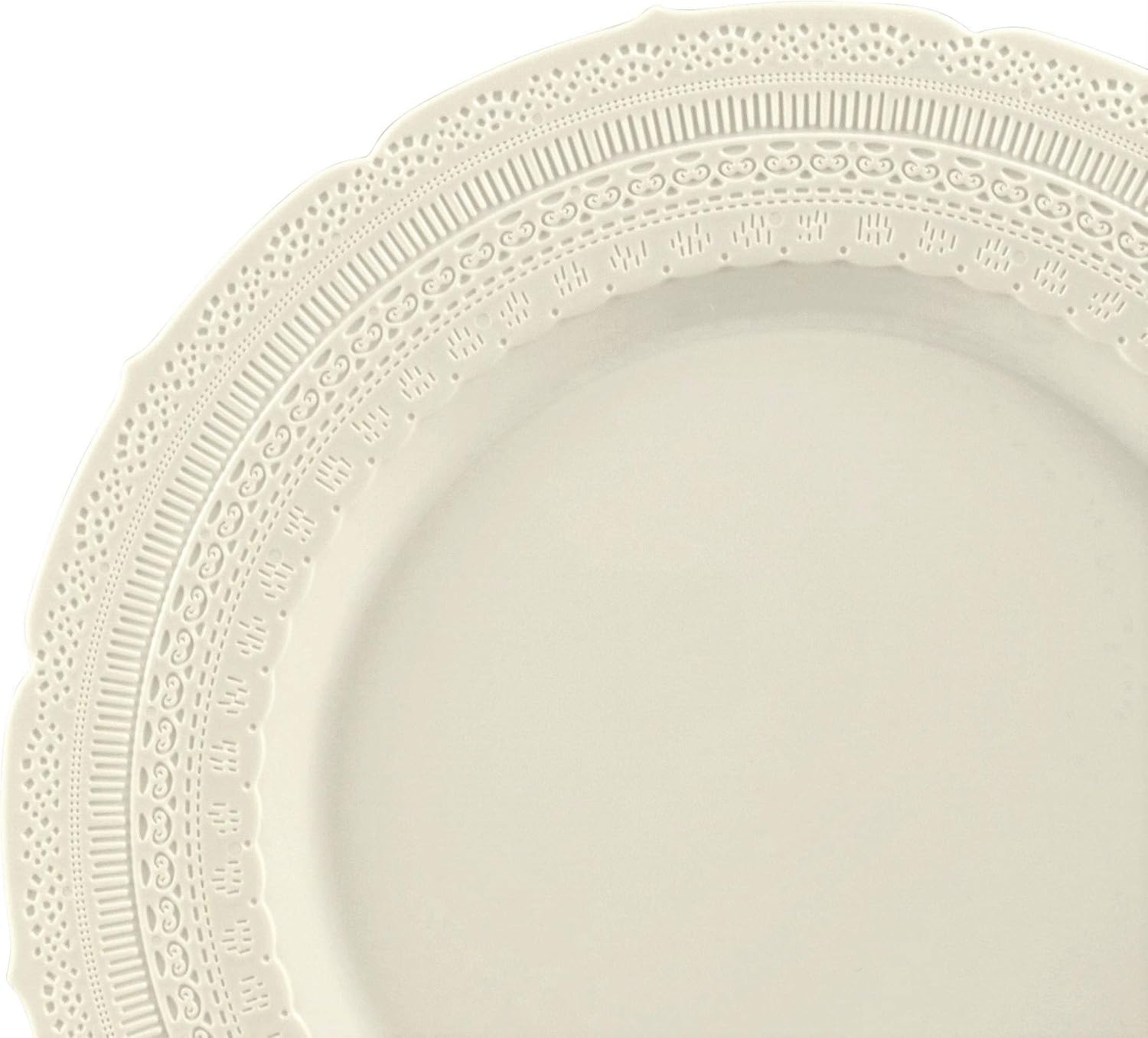 " OCCASIONS " 60 Plates Pack, Extra Heavyweight Vintage Wedding Party Disposable Plastic Plates (7'' Dessert Plate, Chateau in Ivory)