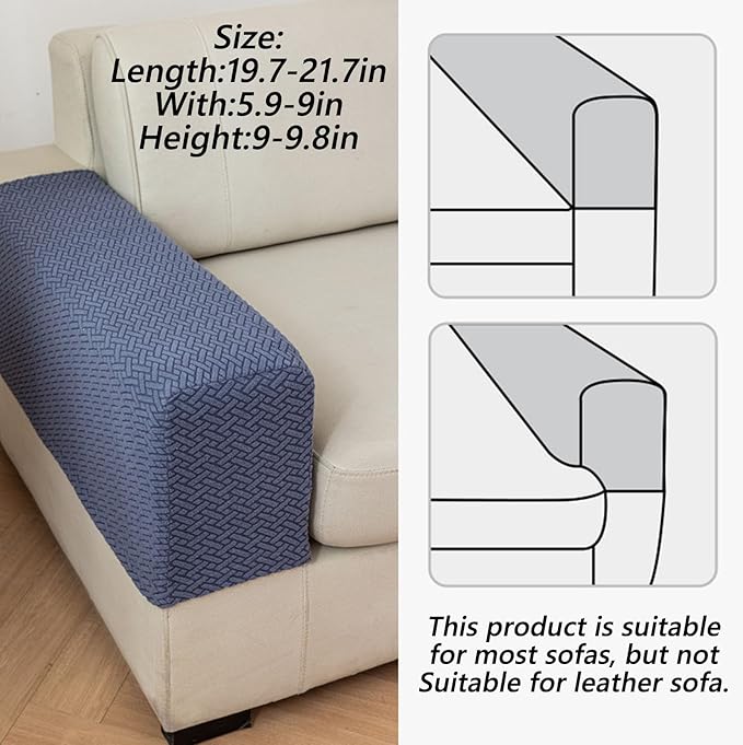 Soothing Home Sofa Covers, Sofa Hero Covers, Wear-Resistant Universal Couch Covers Washable Stretch Sectional Couch Cushion Covers (White,Arm Rest Covers 2pcs)