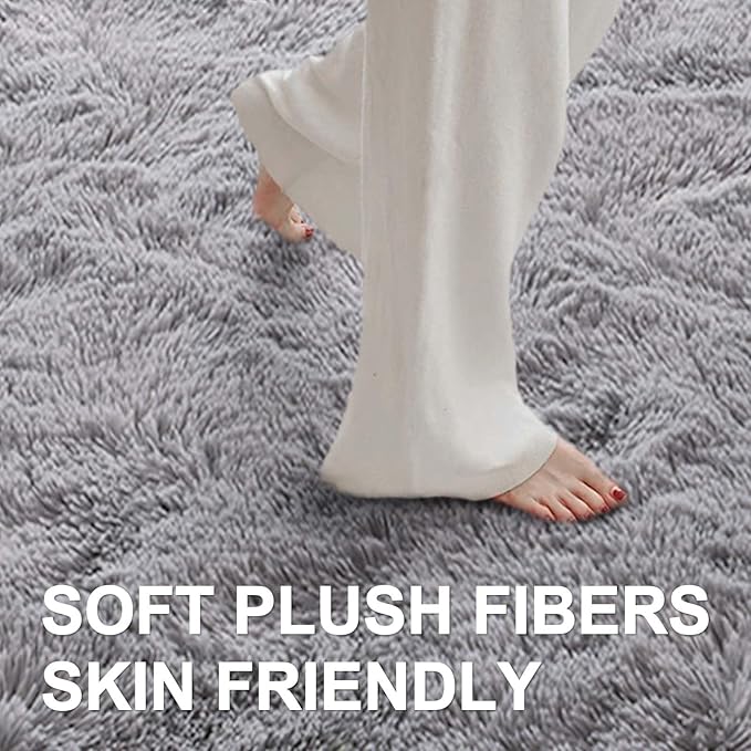 8x10 Ft Extra Large Shag Rugs for Living Room, Ultra Soft Fluffy Furry Area Rugs for Bedroom Indoor Floor, Aesthetic Carpet for Kids Home Decor (Light Grey)