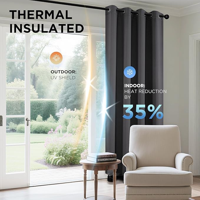 Joydeco 120 inches Long Blackout Curtains 2 Panels Set, Thermal Insulated Length Curtains & Drapes 2 Burg for Living Room Bedroom Window