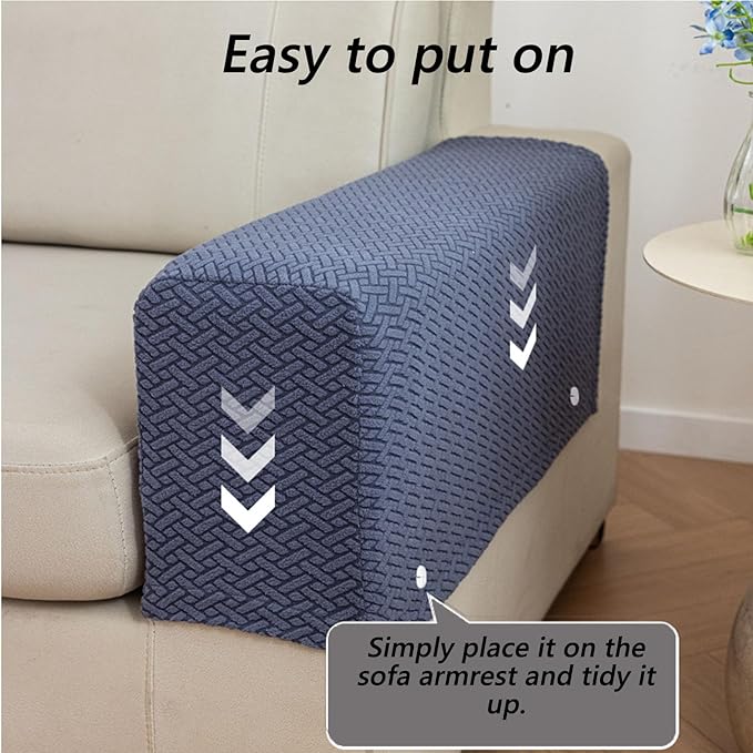 Soothing Home Sofa Covers, Sofa Hero Covers, Wear-Resistant Universal Couch Covers Washable Stretch Sectional Couch Cushion Covers (Brown,Arm Rest Covers 2pcs)