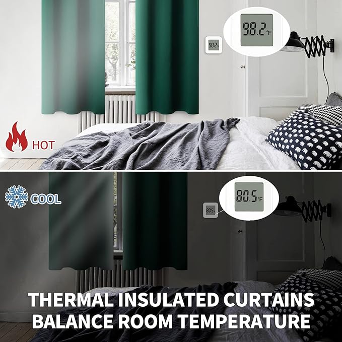 BGment Blackout Curtains for Bedroom - Grommet Thermal Insulated Room Darkening Drapes for Living Room, Set of 2 Panels (70 x 63 Inch, Emerald Green)