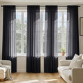 MIULEE Black Sheer Curtains 108 Inches Long, 4 Panels Set, Light Filtering Halloween Rod Pocket Voile Drapes for Living Room and Bedroom, Airy Soft Fabric Window Treatments, 54 x 108 Inches