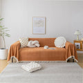 HANDONTIME Dark Orange Sofa Covers Couch Cover for Dogs Colorful Tassel Lovetseat Cover Pet Couch Cover Bohemian Sofa Cover for Couch Vintage Boho Couch Covers Futon Cover Pet-Friendly, 91" X118"