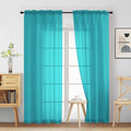 Turquoise Sheer Curtains 90 Inches Long 2 Panels, Light Filtering Solid Sheer Curtains for Bedroom Living Room, Lightweight Soft Airy Voile Sheer Drapes, Dual Rod Pocket, 2x42Wx90L Inches