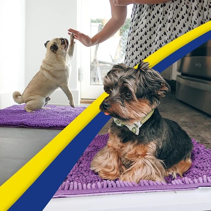 Muddy Mat® | Super Absorbent Door Mat Indoor, Microfiber Quick Dry Chenille Entryway Rug, Non-Slip Front Door Mat, Indoor Mats for Entryway, Machine Washable Pet Rug, Purple 35"x60"