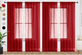 SpaceDresser Christmas Red Sheer Curtains 4 Panels Rod Pocket Semi-Sheer Curtain 84 Inches Long Light Filtering Voile Window Drapes for Bedroom Living Room Kitchen, Each 52W x 84L