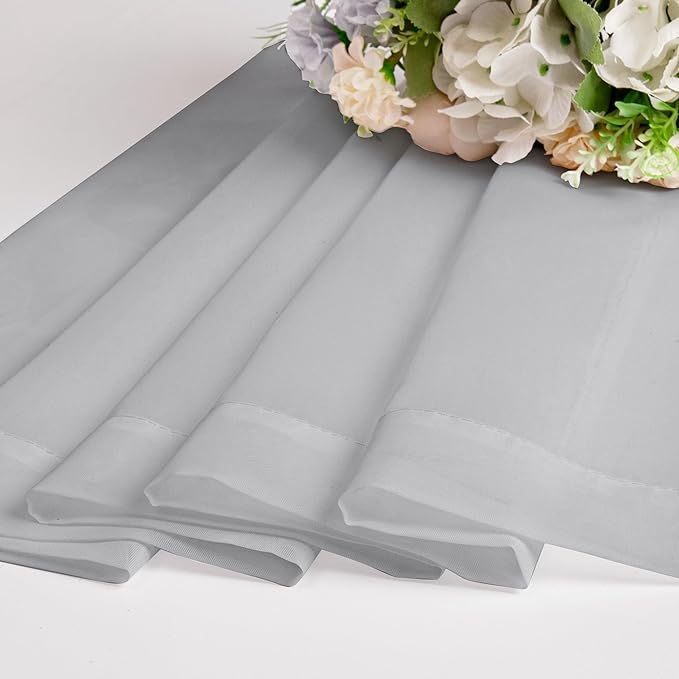 Chyhomenyc Light Grey Sheer Curtains 120 Inches Long - Light Filtering Voile Extra Long Panel Drapes for Floor to Ceiling Window, Elegant Soft Living Room Curtains, Each 42Wx120L Inch, 10FT, 2 Panels