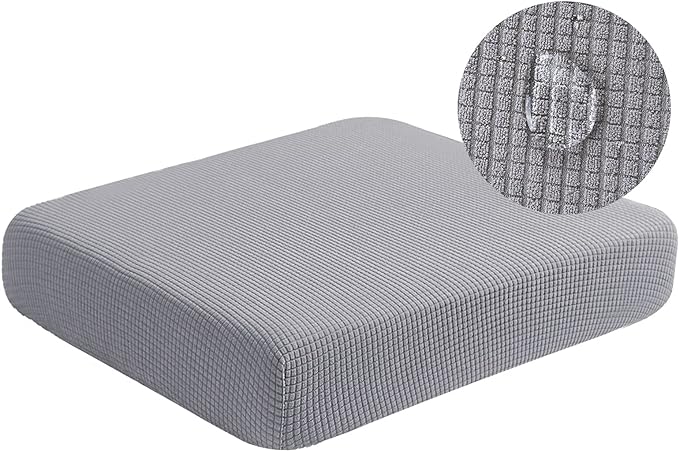 Water Repellent Sofa Cushion Slipcovers, Stretch Couch Cushion Covers, Furniture Protector Slipcovers Slip Cover, Sofa Seat Cover for Living Room, Washable (Loveseat Cushion, Light Gray)