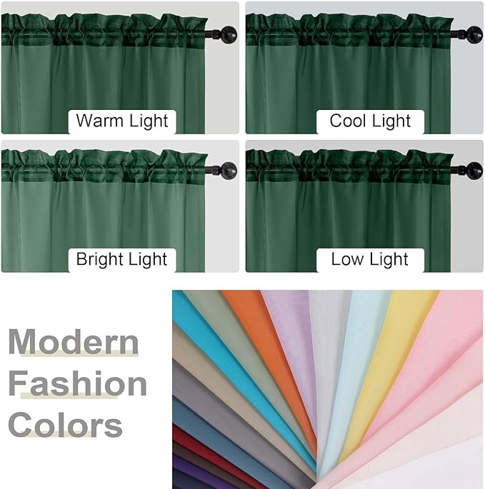 Sheer Hunter Green Curtains for Bedroom Living Room 90 Inches Long 2 Panels Set, Soft Airy Light Filtering Sheer Window Treatments, Modern Rod Pocket Curtains Drapes, Each 42" Wx90 L Inch