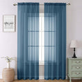 Lecloud Dusty Blue Sheer Curtains 90 Inches Long 2 Panels, Light Filtering Breathable Curtain, Gauzy Stylish Home Decor Drapes with Dual Rod Pocket for Dining Room Bedroom, Each 42" W x 90" L