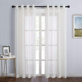 NICETOWN Sheer Curtains for Bedroom Windows 84 inch Length, Grommet Casual Voile Sheer with Light Filter Window Treatments for Nursery/Living Room, Beige, Set of 2, 54" Wide