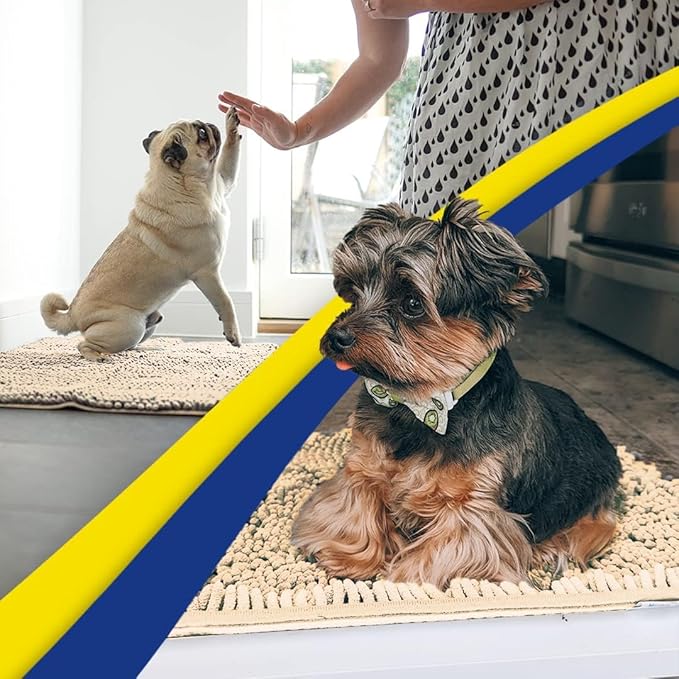 Muddy Mat® | Super Absorbent Door Mat Indoor, Microfiber Quick Dry Chenille Entryway Rug, Non-Slip Front Door Mat, Indoor Mats for Entryway, Machine Washable Pet Rug, Beige 24"x96"