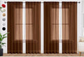 SpaceDresser Brown Sheer Curtains 4 Panels Rod Pocket Semi-Sheer Curtain 54 Inches Long Light Filtering Voile Window Drapes for Bedroom Living Room Kitchen, Each 52W x54L