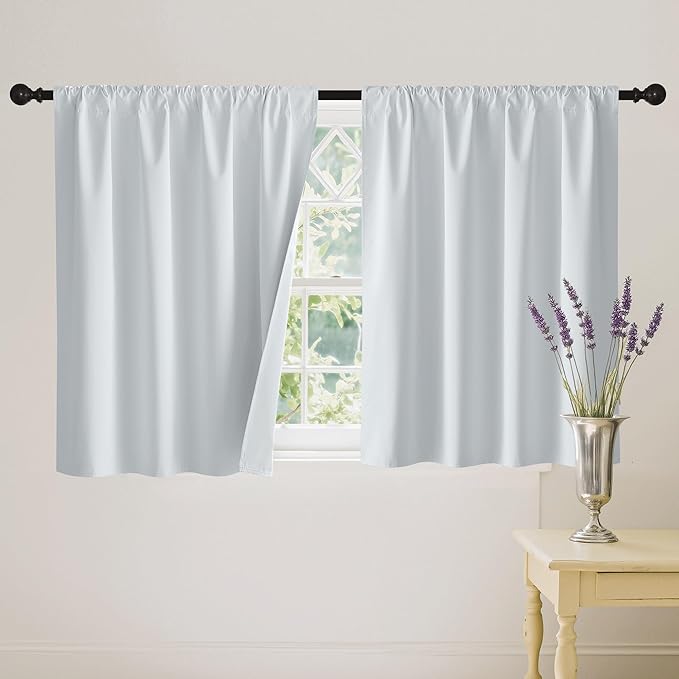 RYB HOME White 100% Blackout Curtains, Thermal Insulated Heat & UV Blocking Total Room Darkening Privacy Drapes for Bedroom Dining Living Room, Width 42 by Length 54, White, 2 Panels