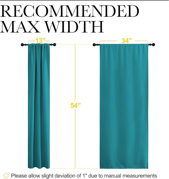 NICETOWN Peacock Blue Blackout Curtains Panels for Window, Thermal Insulated Rod Pocket Blackout Drapes/Draperies for Living Room (2 Panels, W34 x L54 inches)