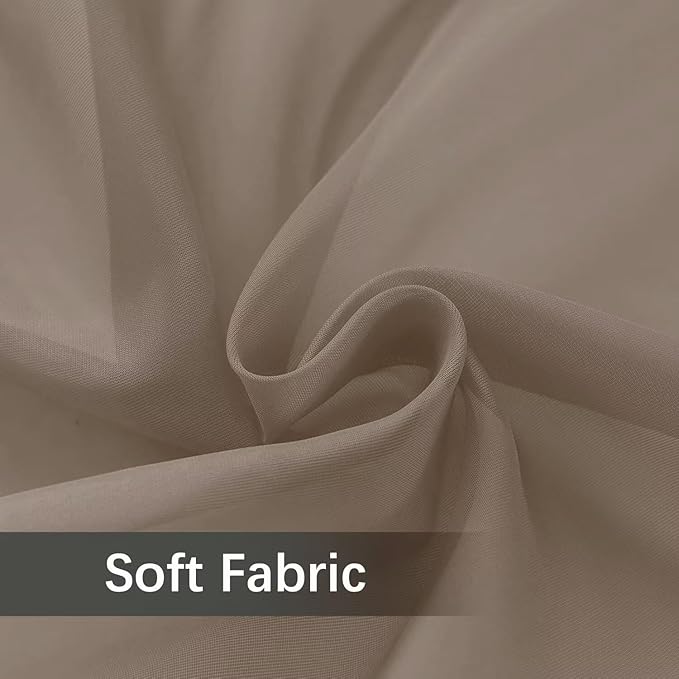 youleyar Solid Sheer Rod Pocket Curtain Voile Draperies 2 Panels White Beige Black Grey Ivory 52 Inch Width 108 Inch Long 1 Pair for Kitchen Bedroom Children Living Room Yard (Taupe,52Wｘ108L)