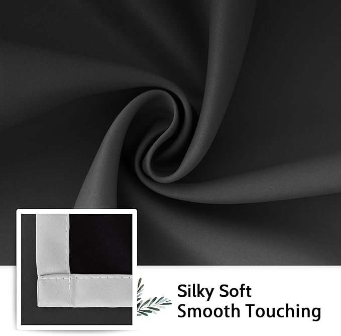 SimpleHome Ombre 100% Blackout Curtains for Bedroom, Full Light Blocking Black and Greyish White Curtains, Thermal Insulated Grommet Window Drapes for Living Room,2 Panels, 52x63 inches Length
