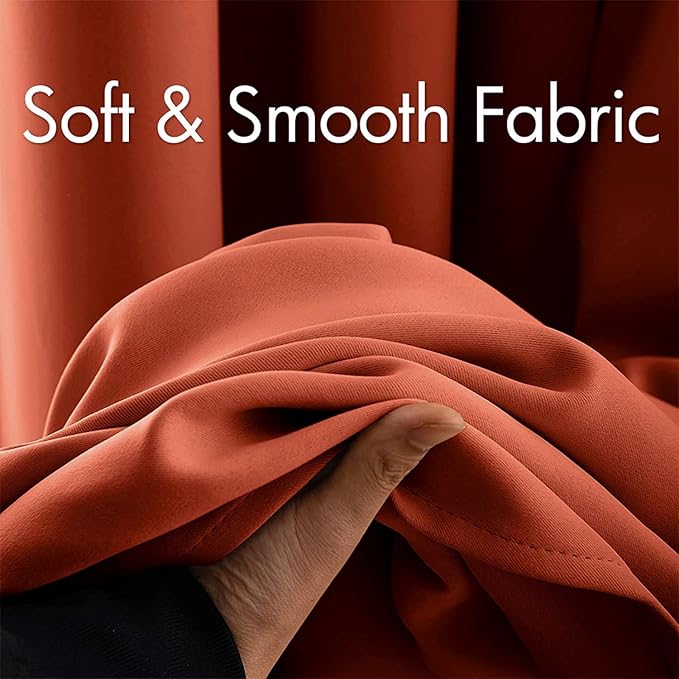 MIULEE Room Darkening Curtains Thermal Insulated Rust Terracotta Drapes Window Treatment Grommet Top Light Blocking Blackout Curtain for Fall Living Room/Bedroom 2 Panels 52 x 96 inch Burnt Orange