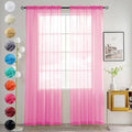 youleyar Solid Sheer Rod Pocket Curtain Voile Draperies 2 Panels White Beige Black Grey Ivory 70 Inch Width 108 Inch Long 1 Pair for Kitchen Bedroom Children Living Room Yard (Pink,70Wｘ108L)