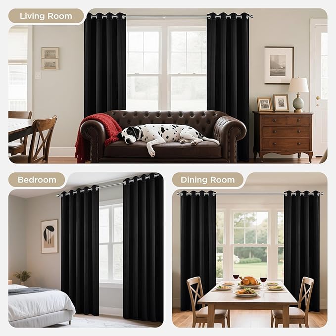 Joydeco Blackout Curtains 72 Inch Length 2 Panels Set, Thermal Insulated Long Drapes 2 Burg, Room Darkening Grommet Curtains for Living Room Bedroom Window