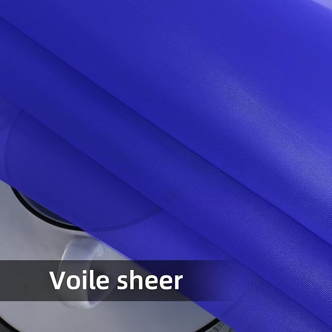 Youleyar Solid Sheer Rod Pocket Curtain Voile Draperies 2 Panels White Beige Black Ivory Coffee 26 Inch Width 24 Inch Long 1 Pair for Kitchen Bedroom Children Living Room Yard(Blue Sapphire,26W x 24L)