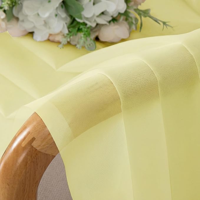 Simplebrand Light Yellow Sheer Curtains 96 Inches Long, Light Filtering Rod Pocket Solid Color Window Sheer Curtain Panels, Elegant Curtains & Drapes for Living Room, Bedroom 2 Panels 42" W x 96" L