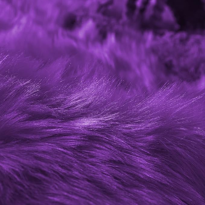 Goolela Fluffy Rug Runners 2x6 Purple Faux Sheepskin Fur Rug Washable Fuzzy Shag Rug for Living Room Bedroom Chair Couch Cover Rectangle