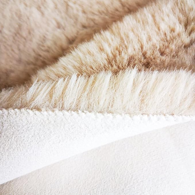 Ghouse Soft Faux Sheepskin Fur Rug 2x6 Light Brown Beige Fluffy Bedside Rugs Plush Rug Shag Nursery Carpet Area Rugs for Living Room Bedroom Playing Room Decor