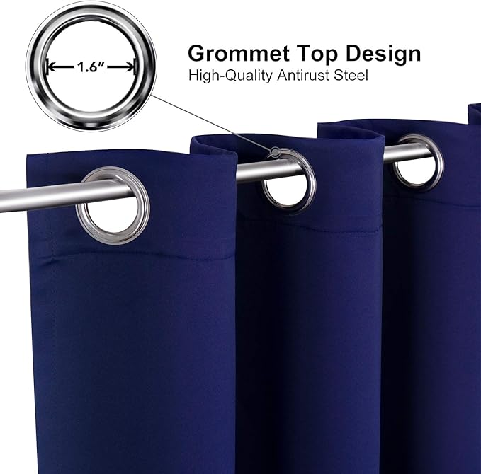 ChrisDowa Blackout Curtains 78 inches Long for Bedroom - 2 Panels Set Grommet Thermal Insulated Room Darkening Curtains for Living Room (Navy Blue, 42 x 78 Inch)