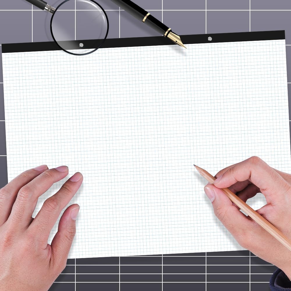 (2-Pack) Large Engineering Graph Paper - 22" x 17" Grid Paper, 100 Sheets/200 Pages, 4"x4" Grid Pad Giant Drafting Pad Sketching Graph Paper for Engineer Architect Designer Mathematician Draftsman