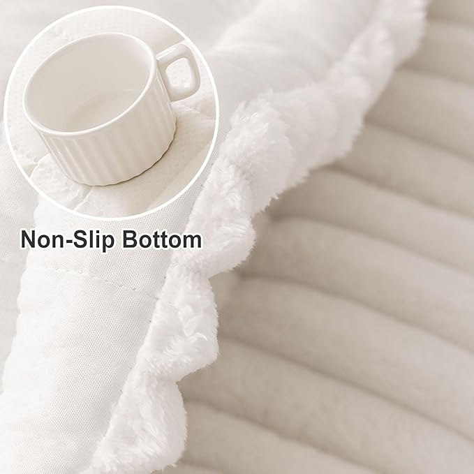 hyha Couch Covers for Dogs Washable, Non Slip Plush Dog Sofa Protectors, Fuzzy Pet Couch Covers for 3 Cushion Sofa Pet Friendly (White, 27.6" x 59")
