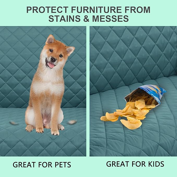Recliner Chair Covers Reversible Sofa Cover Couch Cover for Pets Lazy Boy Furniture Protector(28''Recliner,Blue/Beige)