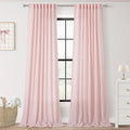 Blush Pink Semi Sheer Linen Curtains for Girls Bedroom Room 96 Inches Long Light Filtering Back Tab Curtain Living Room Farmhouse Linen Look Shiny Sheer Drapes Baby Pink 52ﾗ96 Inch