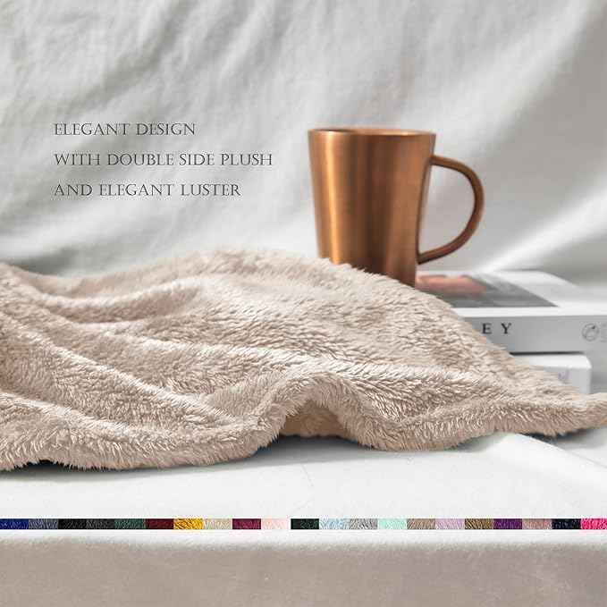 Exclusivo Mezcla Plush Fuzzy Fleece Bed Blanket King Size, Super Soft, Fluffy and Warm Blankets for Couch, Bed, All Season (Camel, 90x104 inches)