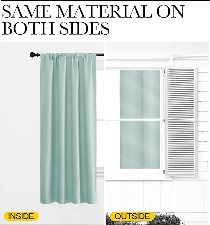 NICETOWN Blackout Curtains for Living Curtains, Aqua Blue, 2 Panels, 29 by 30, Room Darkening Window Curtain Panels, Easy-Care Solid Thermal Insulated Draperies/Drapes for Daughter Room