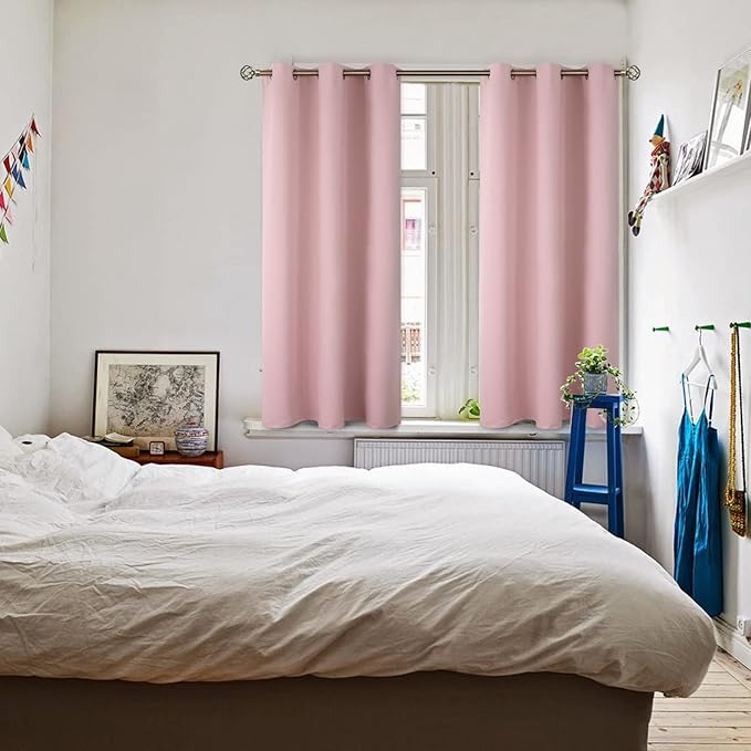 BGment Room Darkening Curtains 54 Inches Long - Grommet Thermal Insulated Drapes Window Treatment Curtains for Bedroom, 2 Panels, 38 x 54 Inch, Baby Pink